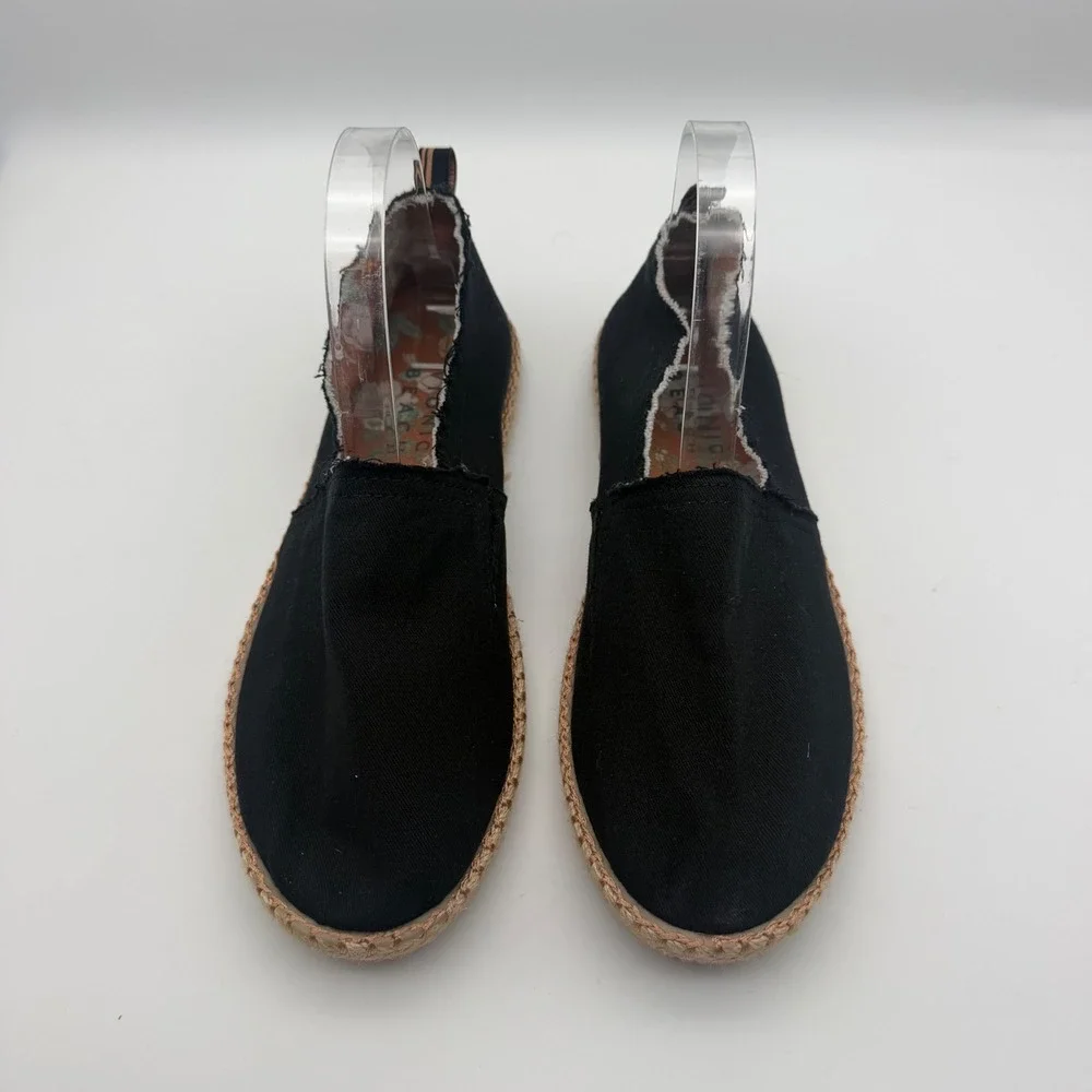 Vionic Beach Laguna Black Canvas Espadrille Slip On Shoes Size 8.5 Minimalist